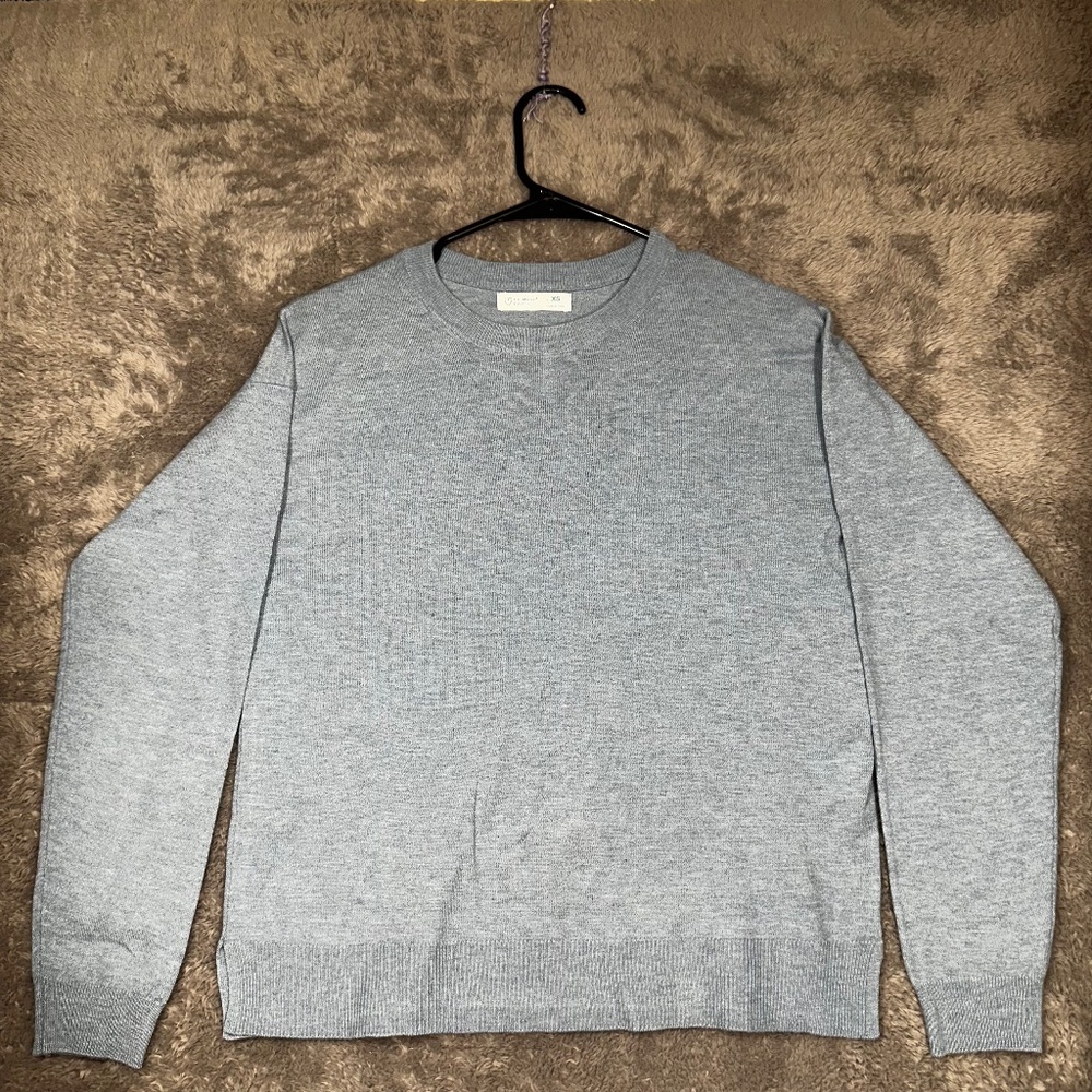 Primark‎ Sweater Women XS Grey Crewneck Wool Blend Long Sleeve Ribbed Knit Top